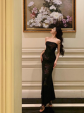 Classy Mermaid Strapless Black 18th Birthday Dress Party Gown 21st Birthday Outfits Birthday Dress Ideas For Women HZ1121