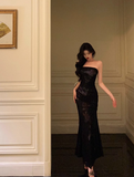 Classy Mermaid Strapless Black 18th Birthday Dress Party Gown 21st Birthday Outfits Birthday Dress Ideas For Women HZ1121