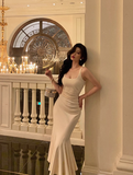 Elegant Mermaid Square Neckline Ivory 18th Birthday Dress Party Gown Birthday Outfits Birthday Dress Ideas For Women HZ1121