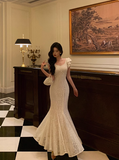 Classy Mermaid Lace White Long 18th Birthday Dress Party Gown 21st Birthday Outfits Birthday Dress Ideas For Women HZ1121