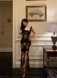 Elegant Mermaid Black Floral Chiffon 18th Birthday Dress Party Gown Birthday Outfits Birthday Dress Ideas For Women HZ1121