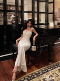 Cute Mermaid Spaghetti Straps White Sleeveless 18th Birthday Dress Party Gown Birthday Outfits For Women HZ1121