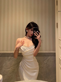 Cute Mermaid Spaghetti Straps White Sleeveless 18th Birthday Dress Party Gown Birthday Outfits For Women HZ1121