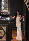 Cute Mermaid Spaghetti Straps White Sleeveless 18th Birthday Dress Party Gown Birthday Outfits For Women HZ1121