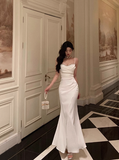 Cute Mermaid Spaghetti Straps White Sleeveless 18th Birthday Dress Party Gown Birthday Outfits For Women HZ1121