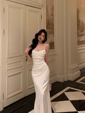 Cute Mermaid Spaghetti Straps White Sleeveless 18th Birthday Dress Party Gown Birthday Outfits For Women HZ1121