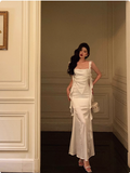 Classy Mermaid White Square Neck Long 18th Birthday Dress Party Gown 21st Birthday Outfits Birthday Dress Ideas For Women HZ1121
