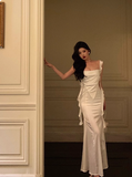 Classy Mermaid White Square Neck Long 18th Birthday Dress Party Gown 21st Birthday Outfits Birthday Dress Ideas For Women HZ1121