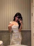 Classy Mermaid White Square Neck Long 18th Birthday Dress Party Gown 21st Birthday Outfits Birthday Dress Ideas For Women HZ1121