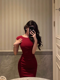 Elegant Mermaid Burgundy 18th Birthday Dress Party Gown Birthday Outfits Birthday Dress Ideas For Women HZ1121