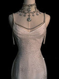 Chic White Mermaid Sequins Long Pleats Backless Wedding Dress Bridal Gowns HZ1121
