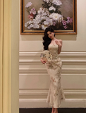 Classy Mermaid Strapless 2 Pieces Floral 18th Birthday Dress Party Gown 21st Birthday Outfits Birthday Dress Ideas For Women HZ1121