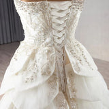 Luxury Ball Gown Wedding Dresses Sleeveless Strapless Sequin Wedding Dress With Train HZ1121