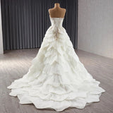 Luxury Ball Gown Wedding Dresses Sleeveless Strapless Sequin Wedding Dress With Train HZ1121