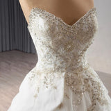 Luxury Ball Gown Wedding Dresses Sleeveless Strapless Sequin Wedding Dress With Train HZ1121