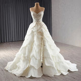 Luxury Ball Gown Wedding Dresses Sleeveless Strapless Sequin Wedding Dress With Train HZ1121