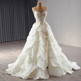 Luxury Ball Gown Wedding Dresses Sleeveless Strapless Sequin Wedding Dress With Train HZ1121
