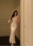 Classy Mermaid Spaghetti Straps Ivory 18th Birthday Dress Party Gown 21st Birthday Outfits Birthday Dress Ideas For Women HZ1121
