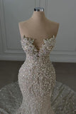 Luxury Sweetheart Sleeveless Beaded Lace Mermaid Wedding Dress HZ1121