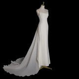 Simple White Mermaid Straps Pearls Wedding Dress Summer Wedding Dress HZ1121