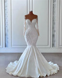 Chic Long Sleeve Bridal Gown Wedding Dress Luxury Lace Appliques Bridal Gowns HZ1121