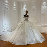 Chic Bridal Gown Wedding Dress Luxury Off The Shoulder Straps Lace Appliques Bridal Gowns HZ1121