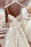 Chic Bridal Gown Elegant Italian Noodle Strap A-Line Lace Wedding Bridal Dress Bridal Gowns HZ1121