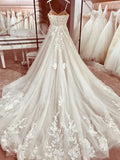Chic Bridal Gown Elegant Italian Noodle Strap A-Line Lace Wedding Bridal Dress Bridal Gowns HZ1121
