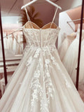 Chic Bridal Gown Elegant Italian Noodle Strap A-Line Lace Wedding Bridal Dress Bridal Gowns HZ1121