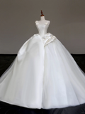 Unique Bridal Gown Ball Gown Straps White Satin Wedding Dresses Bridal Gowns HZ1121