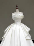 Unique Bridal Gown Ball Gown Strapless White Satin Wedding Dresses Bridal Gowns HZ1121