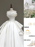 Unique Bridal Gown Ball Gown Strapless White Satin Wedding Dresses Bridal Gowns HZ1121