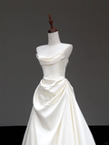 Unique Bridal Gown Ball Gown Strapless White Satin Wedding Dresses Bridal Gowns HZ1121