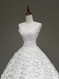 Unique Bridal Gown Ball Gown Strapless White Lace Wedding Dresses Bridal Gowns HZ1121