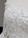 Classy Elegant A Line Off The Shoulder White Lace Long Sleeves Wedding Dress Brides Dress HZ1121
