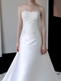 Unique Bridal Gown Mermaid Strapless White Satin Wedding Dresses Bridal Gowns HZ1121
