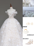 Unique Bridal Gown Ball Gown Strapless Lace White Satin Wedding Dresses Bridal Gowns HZ1121