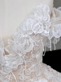 Unique Bridal Gown Ball Gown Strapless Lace White Satin Wedding Dresses Bridal Gowns HZ1121