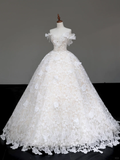 Unique Bridal Gown Ball Gown Strapless Lace White Satin Wedding Dresses Bridal Gowns HZ1121