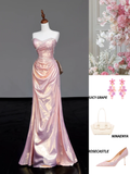 Gorgeous Mermaid Sweetheart Pink Sequin Long Prom Dresses Graduation Dresses HZ1121