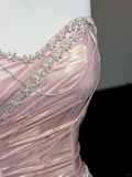 Gorgeous Mermaid Sweetheart Pink Sequin Long Prom Dresses Graduation Dresses HZ1121