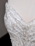 Unique Bridal Gown Mermaid Sweetheart White Satin Wedding Dresses Beads Bridal Gowns HZ1121