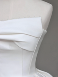 Unique Bridal Gown A line Strapless Satin Ivory Wedding Dresses Minimalist Bridal Gowns HZ1121