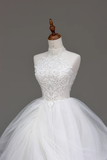 Unique Bridal Gown Ball Gown High Neckline Sleeveless Tulle White Wedding Dresses Bridal Gowns HZ1121