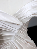 Unique Bridal Gown Mermaid Off The Shoulder Satin Ivory Slit Wedding Dresses Bridal Gowns HZ1121