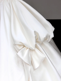 Classy Elegant Ball Gown Off The Shoulder White Short Sleeves Satin Wedding Dress Brides Dress HZ1121