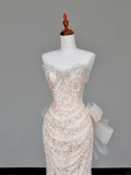 Gorgeous Mermaid Sweetheart Sequin Champagne Long Prom Dress Party Dress Graduation Dresses HZ1121