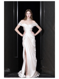 Unique Bridal Gown Mermaid Off The Shoulder Satin Ivory Wedding Dresses Bridal Gowns HZ1121