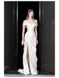 Unique Bridal Gown Mermaid Off The Shoulder Satin Ivory Wedding Dresses Bridal Gowns HZ1121