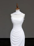 Unique Bridal Gown Mermaid Strapless White Chiffon Wedding Dresses Bridal Gowns HZ1121